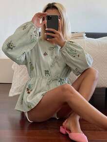 DAZY 女款圓領蝴蝶結寬鬆版型夏季襯衫 - 白色 - 查看 4