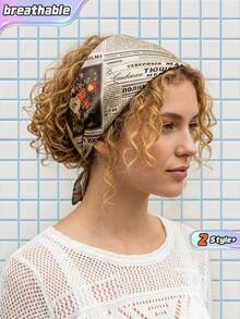 Joivida 1Pc/2Pcs Multi-Functional Scarf With Printed Text Design And High-End Feel, Breathable And Stylish,Retro Bandana With The Theme Of The USA-Canada-Mexico World Cup, Versatile Decorative Square Scarf That Can Be Used As A Headwear And Hairband - Multicolor - View 1