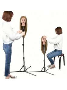 Satu Tripod yang Dapat Diatur dan Kokoh, Tinggi 50/110/160 Cm, Ringan dan Portabel, Cocok untuk Salon Rambut, Cosplay, Pajangan Rumah, Salon Kecantikan, Penataan Wig, Meja Rias, dan Rak Penyimpanan. - Hitam - View 5