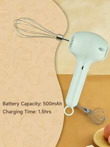 Teckwe Rechargeable Electric Hand Mixer, Portable USB Egg Beater With Stainless Steel Whisk, Mini Cordless Blender For Whipping Cream, Cake, Baking Dessert Kitchen Gadget - Multicolor - View 4