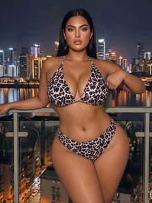 Swim SXY 大尺碼女款兩件式比基尼泳衣套裝，性感時尚沙灘度假泳池游泳遊艇夏季粉色 - 彩色 - 查看 6