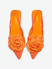 Eladyva Women's New Niche Elegant Comfortable Fashion Floral Decor High Heel Pumps - Orange - View 5