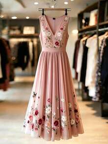 SHEIN 女士无袖印花连衣裙 - 粉色 - 查看 6