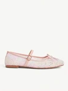 CUCCOO CHICEST 女款時尚休閒通勤金屬色平底鞋 情人節 - 裸粉玫瑰花 - 查看 3