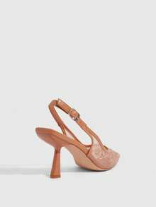CUCCOO SZL Women's Pointed Toe Glitter Decor Elegant High Heels - Apricot - View 3