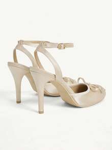 CUCCOO CHICEST Women Shoes Fashion Women's High Heels Shoes Bow Design Square Toe Wrinkled Sexy Party Banquet Wear High Heels - Apricot - View 5