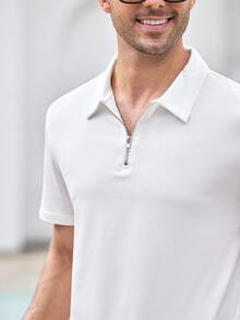 Mercer Haus Herren einfarbiges Poloshirt mit halber Knopfleiste, vielseitig einsetzbar für den Alltag, Kurzarm - Weiss - Übersicht 7