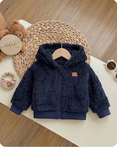 SHEIN Baby Boy Hooded Long Sleeve Jacket Outerwear, Thermal Lined Thick