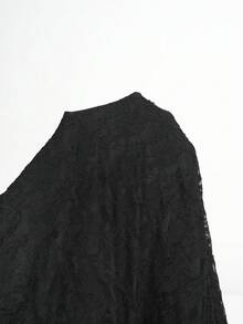 Miaspire Plus Size Women's Summer Elegant Casual Lace Blouse And Skirt 2-Piece Set, Black - Black - View 13