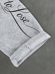 Manfinity EMRG Men's Letter Print Drawstring Waist Pocket Sweatpants - Grey - View 8