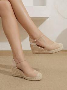 Styleloop Sepatu Wedges & Platform Wanita, Gaya Bohemian, Liburan Pantai, Nuansa Barat, Pakaian Musim Panas, Perlengkapan Perjalanan - Aprikot - View 10