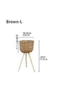 SHEIN 1 Simple And Elegant Floor-Standing Flower Stand, Garden Pot Made Of Wood And Rattan, Creative Storage Solution For The Balcony, Luxurious Flower Pot - View 3