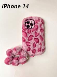 1pc Personalized Leopard‑Print Fluffy Bracelet Phone Case With Lens Bracket, Warm Autumn‑Winter Style, Compatible With IPhone 17 Pro Max/16 Pro/15/14/13/12/11 - Multicolor - View 39