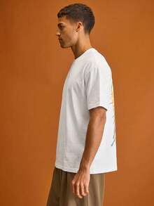 Musero Men Oversized Graphic Crewneck Short Sleeve T-Shirt Spring&Summer - White - View 2