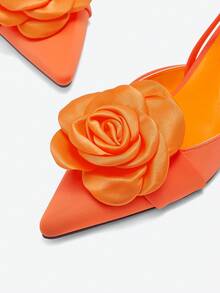 Eladyva Women's New Niche Elegant Comfortable Fashion Floral Decor High Heel Pumps - Orange - View 7