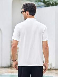 Mercer Haus Herren einfarbiges Poloshirt mit halber Knopfleiste, vielseitig einsetzbar für den Alltag, Kurzarm - Weiss - Übersicht 2