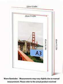 1/3 إطار صور خشبي 30 * 40 سم، يناسب صور 30 * 40 سم/12 * 16 بوصة، متوفر باللون الأحمر/الأسود وألوان أخرى، لا يشمل ورق الصور، هدية عيد ميلاد/تخرج - متعدد الألوان - مشاهدة 12