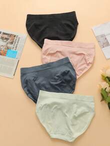 Snug Zone 4pcs Solid Color Textured Triangle Panties - Multicolor - View 2