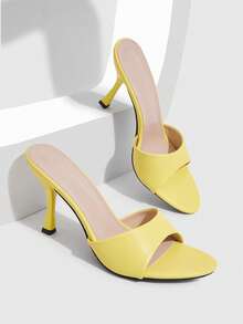 CUCCOO SZL Women's Fashionable And Versatile Outdoor High-Heeled Slippers, Suitable For Christmas And Spring Festival, Spring And Summer Party And Dance Vacations And Daily Wear - Yellow - View 4