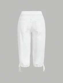 Sweetra Casual Y2k Streetwear Women's Denim Jeans With Metal Buckle Waist White Summer Vacation Travel Vacation - White - View 2