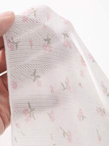 DAZY Top de manga larga con patchwork de encaje floral dulce, pijama de ropa de estar en casa para mujer - Blanco - Ver 6