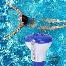 2-In-1 Swimming Pool Thermometer And Luxury Chemical Dispenser, Floating Swimming Pool Chlorine Dispenser Supporting 1.5 Inch Tablets, Adjustable Control Ring, Floating Pool Thermometer, Water Temperature Measurement Tool For Swimming Pools - A - View 7
