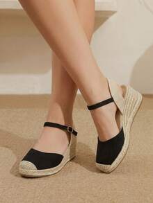 Styleloop Sepatu Wedges & Platform Wanita, Gaya Bohemian, Liburan Pantai, Nuansa Barat, Pakaian Musim Panas, Perlengkapan Perjalanan - Hitam - View 9