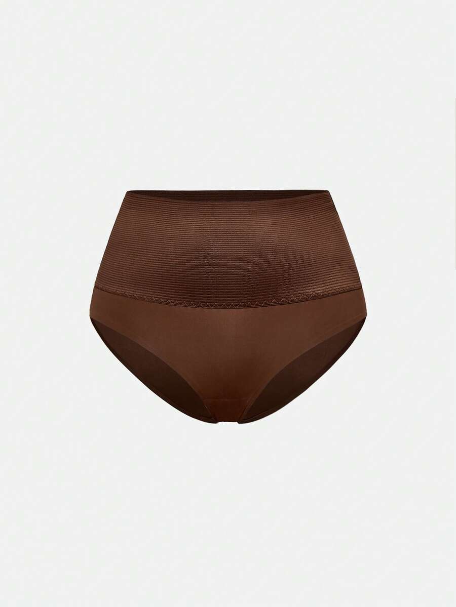 SHAPORA Women's Solid Color Elastic Waist Shaping Triangle Panties - Chocolate Brown - View 1