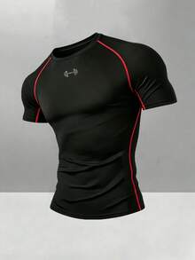 Gym Rark Men's Barbell Print Raglan Short Sleeve T-Shirt And Pants Sports Set - Black - View 4