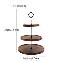 1pc European Style Afternoon Tea Dessert Plate, Sweets Tray, Decorative Cake Stand, 3-Tier Cake Rack, Suitable For Birthday Party, Family Gathering, Christmas Party - Multicolor - View 12