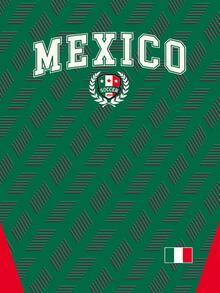 SHEIN LUNE 墨西哥國家隊球迷女款短袖拼接紅綠側邊板 MEXICO字母印花休閒T恤 世界盃觀賽上衣 - 彩色 - 查看 3