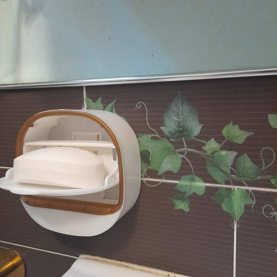 3件套豪华壁挂式带盖皂盒,高端沥水皂盒,防水皂碟收纳,适用于浴室、淋浴间、旅行、宿舍,简约皂盒,洗漱用品,浴室配件,浴室收纳架,家居生活用品 - 彩色 - 查看 1
