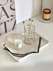 1 PC Stainless Steel Spiral Hollow Toothbrush Holder 2 In 1 Makeup Brush Pen Organizer Rack Bathroom Vanity Desk Quick Drying Multifunctional Storage Stand Space Saving Desk Tray Dorm Room Essential - Silver - View 4