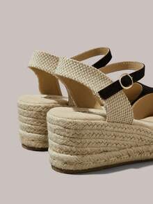 Styleloop Sepatu Wedges & Platform Wanita, Gaya Bohemian, Liburan Pantai, Nuansa Barat, Pakaian Musim Panas, Perlengkapan Perjalanan - Hitam - View 4