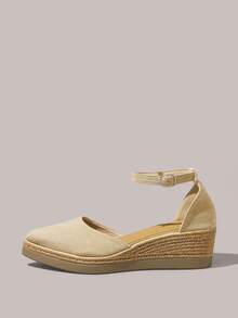 Styleloop Women's Wedge Heel Platform Sandals, Bohemian, Beach Vacation, Western Wind, Summer Wear, Travel Essentials - Oatmeal - View 3