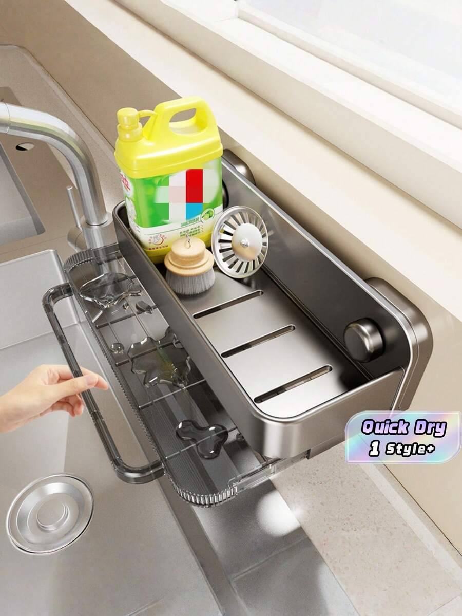 1PC Strong Suction Cup Kitchen Dishcloth Rack Wall Mounted No Drill Multifunctional Sink Sponge Scrubber Steel Wool Holder Organizer For Home Kitchen Farmhouse Cooking Housewarming Gift Must Haves - one size fits all - View 1