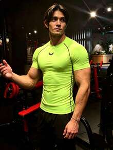 Gym Rark 男士圓領翅膀印花休閒百搭日常旅行運動T恤 - 綠色 - 查看 3