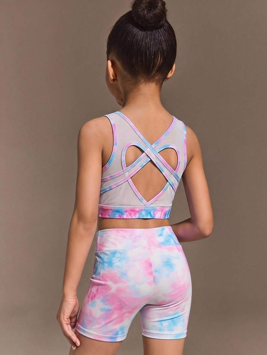 SHEIN Young Girls Clothing Printed Tank Top And Shorts Set, Designed For Young Girl Soft Elastic Fabric For Comfortable Movement, Play, Autumn Winter, Fall - Multicolor - View 1