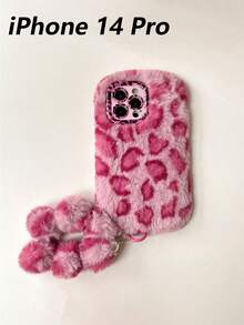 1pc Personalized Leopard‑Print Fluffy Bracelet Phone Case With Lens Bracket, Warm Autumn‑Winter Style, Compatible With IPhone 17 Pro Max/16 Pro/15/14/13/12/11 - Multicolor - View 37