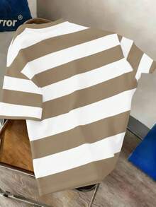 Manfinity Joysei Men's Summer Casual Colorblock Striped T-Shirt - Khaki - View 4
