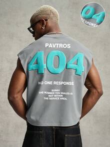 PAVTROS Camiseta sin mangas casual de verano para hombre con estampado de eslogan - Gris - Ver 1