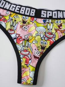 SpongeBob SquarePants | SHEIN Women's Cartoon Print Lingerie Set - Black - View 8