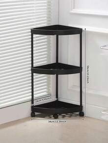 1PC Foldable Easy Assembly Multi Functional Space Saving Sturdy Durable Compact Versatile Modern Corner Shelf Basket Rack For Bathroom Kitchen Cosmetics Bath Products Shampoo Conditioner Body Wash Organizer Storage - Black - View 2