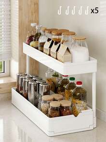 Pull-Out Spice Storage Rack Desktop Storage Organizer Simple Kitchen Multi-Functional Spice Storage Under The Sink Rack - View 6