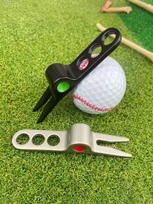 1PC Zinc Alloy Golf Divot Repair Tool Green Fork With Ball Marker Durable Rustproof Lightweight Portable Ergonomic Comfort Grip Black Silver 2 Colors Golf Course Outdoor Sports Accessories Perfect Gift For Golfers - Multicolor - View 5