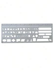 Joivida 1 Peça Régua Estêncil Multifuncional de Metal, Régua Molde Vazado de Aço Inoxidável com 60+ Formas, Molde Portátil DIY para Desenho para Diário, Scrapbooking, Estudo, Escritório & Viagem, com Ícones Fofos & Figuras Geométricas, 5 Estilos Disponíveis - Multicolor - Visão 7