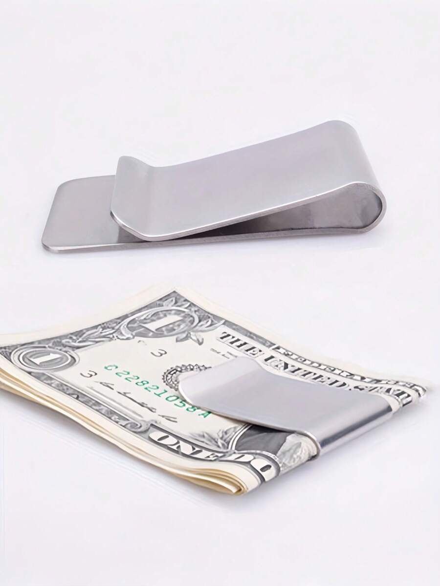 1PC Slim Stainless Steel Silver Minimalist Money Clip Credit Card Holder Wallet Durable Rustproof Anti Scratch For Men Business Travel Everyday Carry Gift Idea - Multicolor - View 1