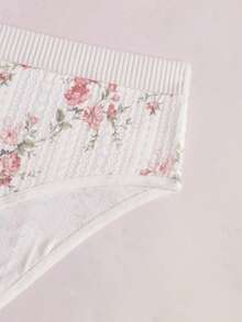 Elorette Pastoral Romantic Fresh Plus Size Jacquard Triangle Panties - White - View 9