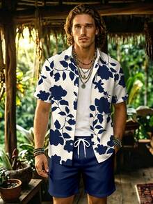 Alderstead Men Floral Print Short Sleeve Shirt, Top For Beach Vacation, Parties, Daily Wear, Travel, Outdoor Gatherings, Summer Outings - Multicolor - View 1
