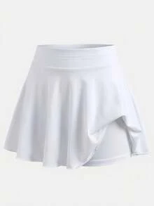 SHEIN 少女清新百搭柔軟舒適純白色裙褲 - 白色 - 查看 3